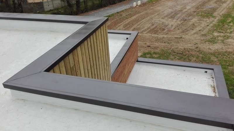 Couvertine aluminium associée à un bardage bois sur un volume contemporain